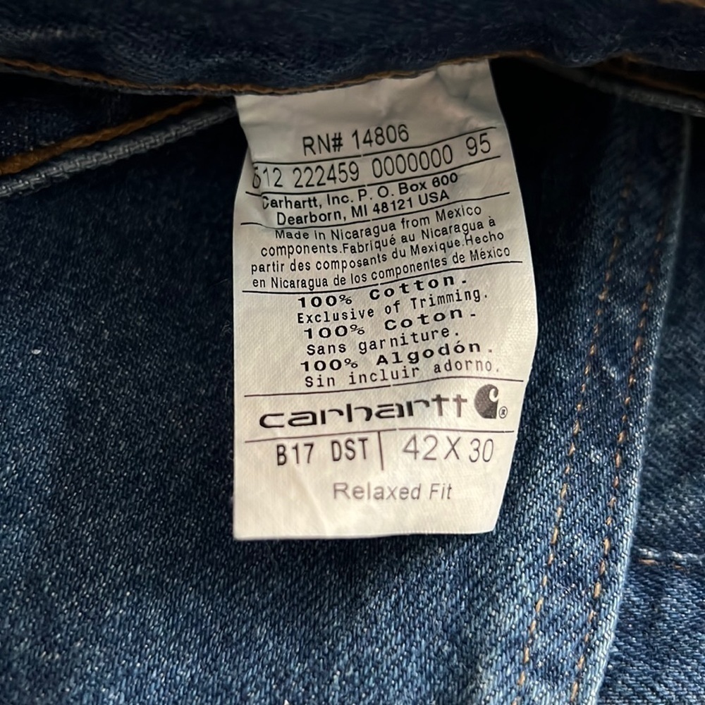 Carhartt NWT Relaxed Fit Work Dungaree Size 42x30… - image 8